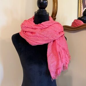 Vince Camuto Peach Colored Fringe Frayed Scarf Wrap Shawl